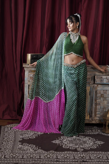 LEHERIKA — Bell-Bottom Pants Saree