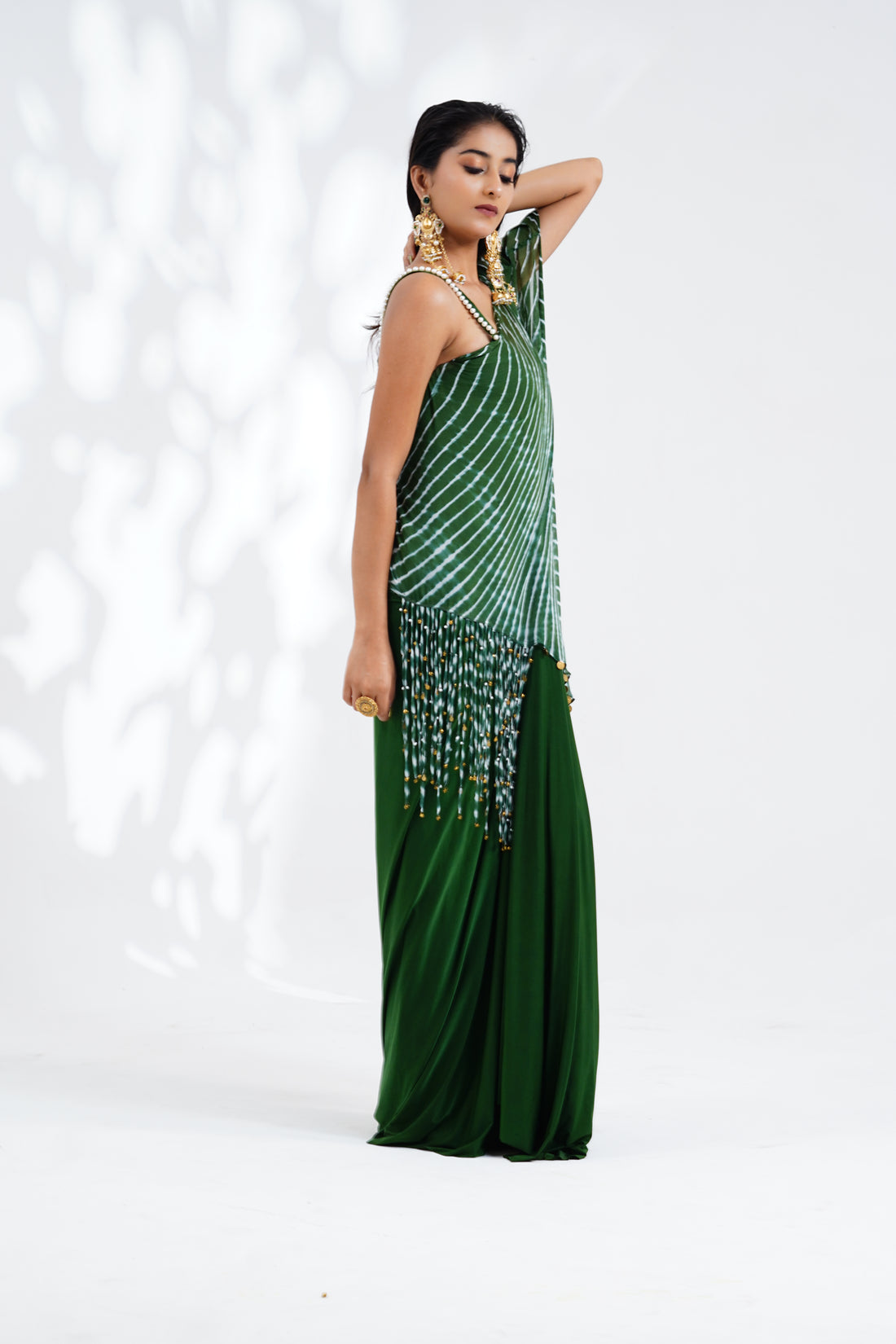 DRAPE RANI — One-Shoulder Cape Set