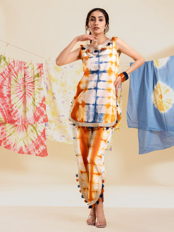 Chroma Clash Cotton Co-Ord Set - Neelrangi
