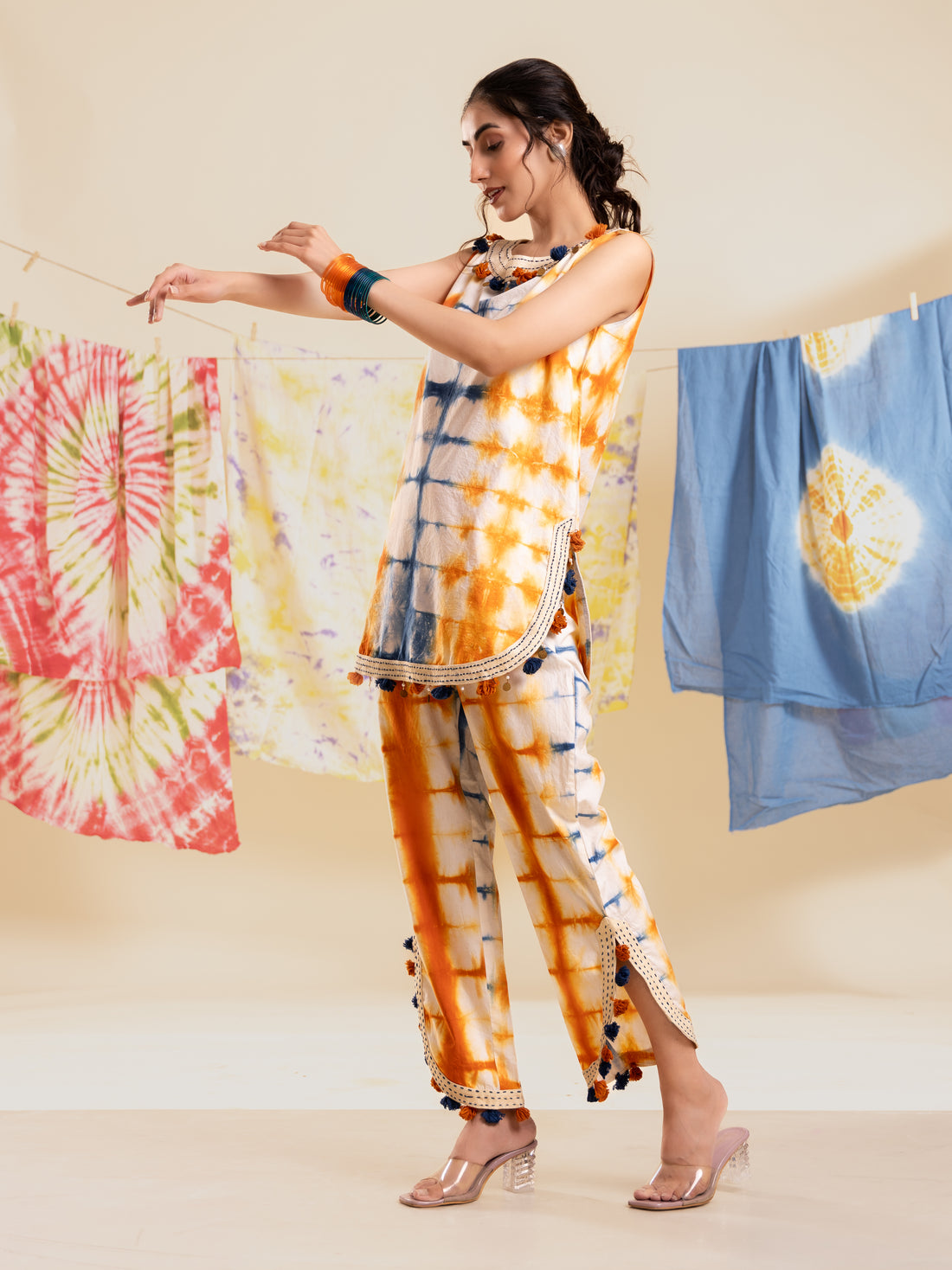 Chroma Clash Cotton Co-Ord Set - Neelrangi