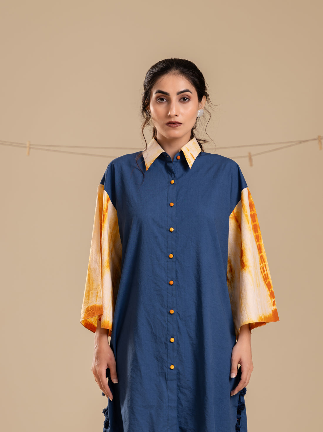 Cosmic Wheel Cotton Shirt Dress - Neelrangi