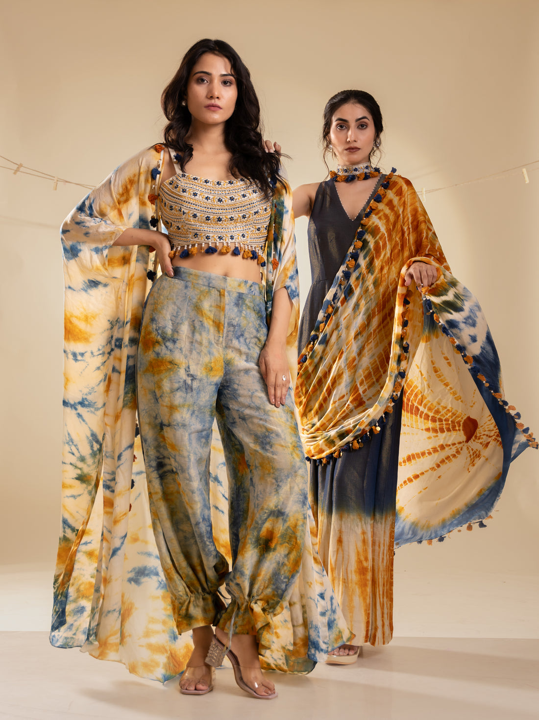 Mohini Cape with Bustier & Convertible Pants - Neelrangi