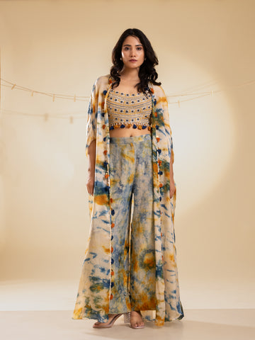 Mohini Cape with Bustier & Convertible Pants - Neelrangi