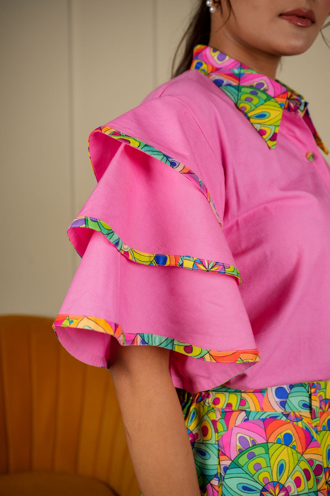Mandala Muse Ruffle Sleeves Shirt with Pants