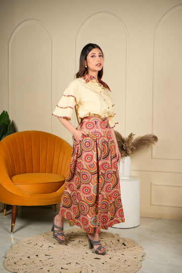 Circle Theory Ruffle Sleeves Shirt with Pants