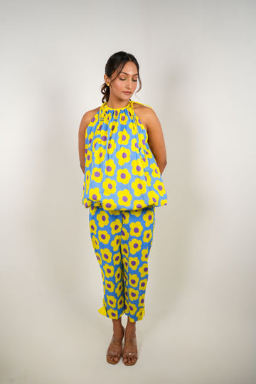 Mystic Bloom Balloon Co-ord Set - Neon & Blue