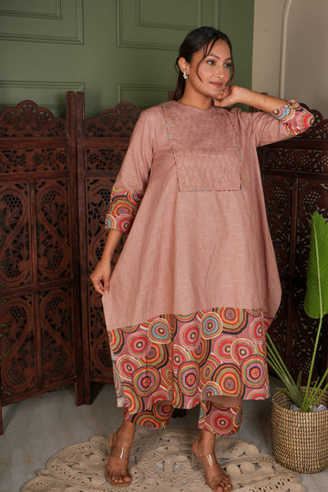 Circle Theory Harmony Kurta Set - Brown