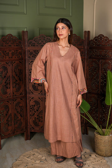 Circle Theory Meadow Kurta Set - Brown