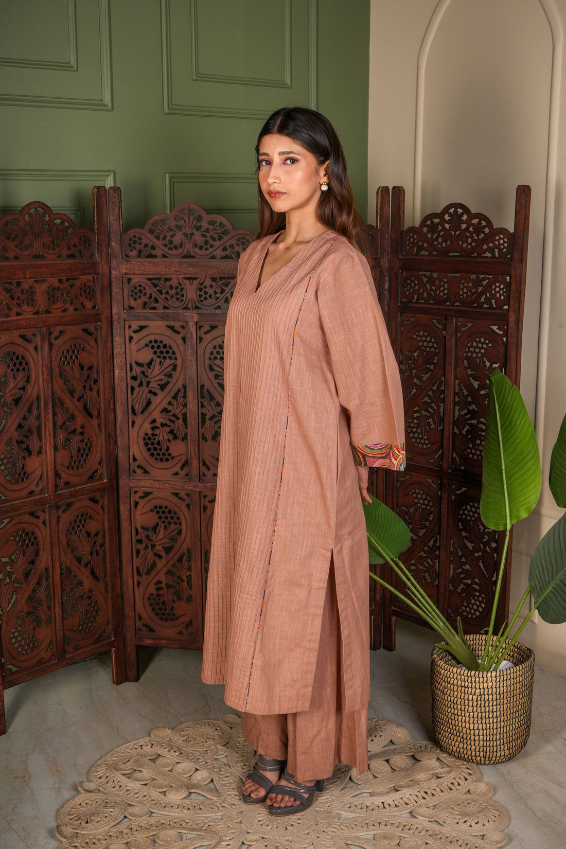 Circle Theory Meadow Kurta Set - Brown