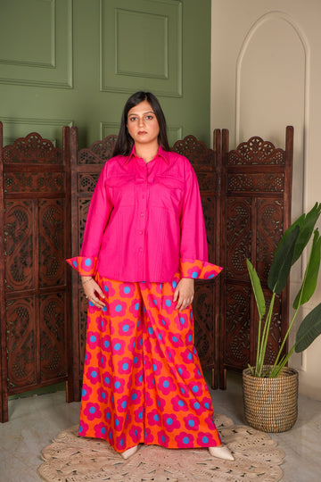 Mystic Bloom High-Low Shirt with Pants