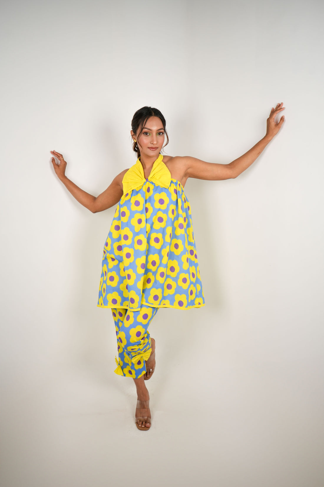 Mystic Bloom Bow Co-ord Set - Neon & Blue